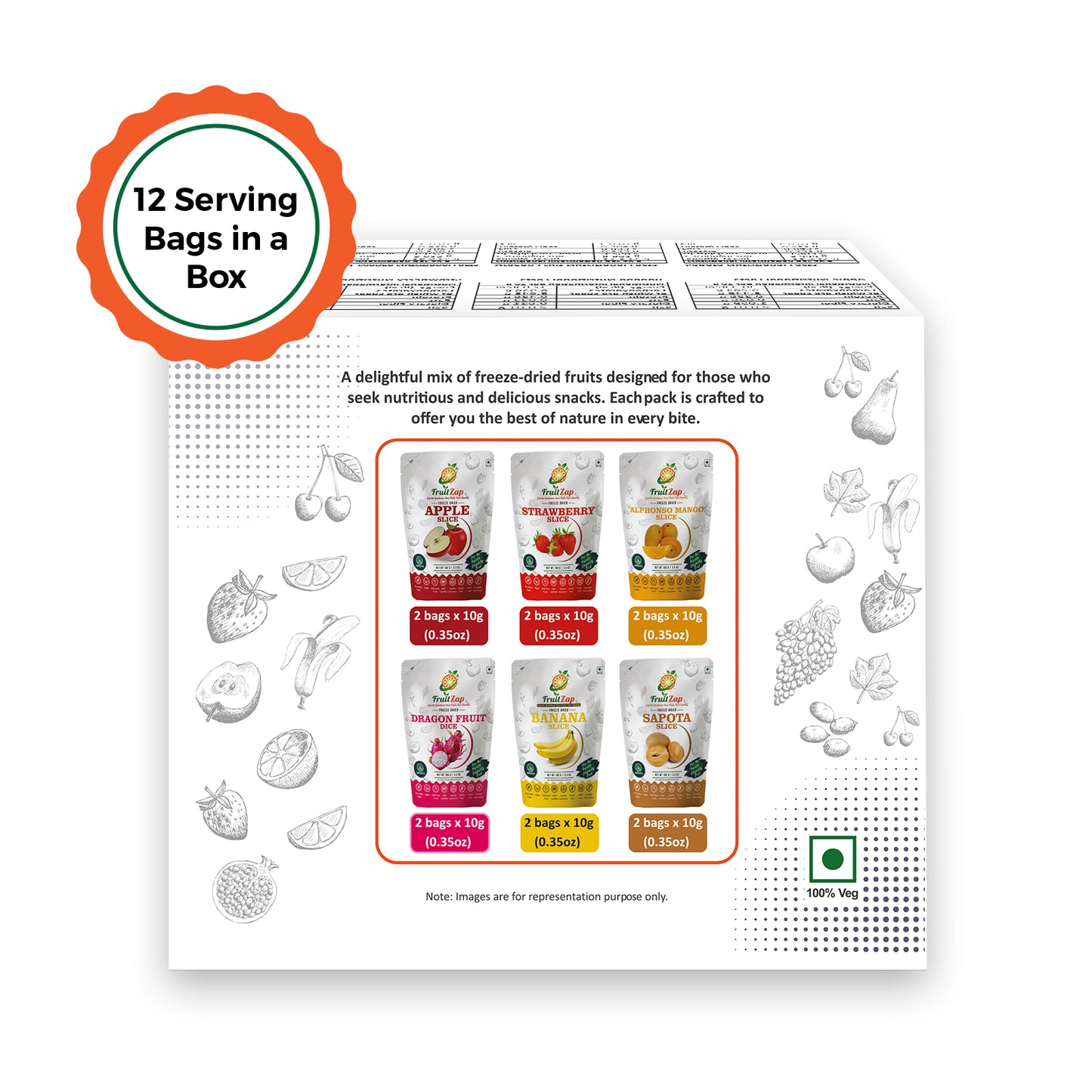 Assorted Discovery Box – 12 Mini Packs (10g Each) of Premium Freeze-Dried Fruits