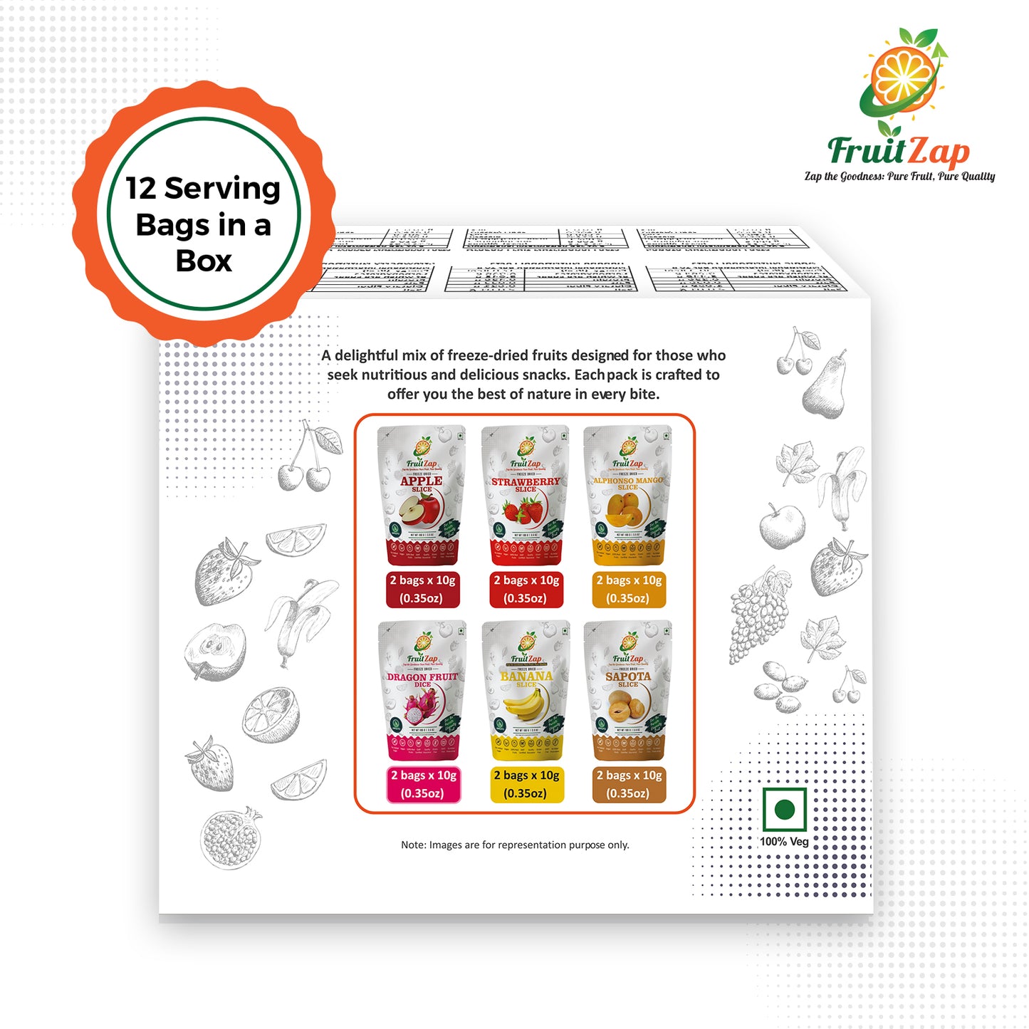 Assorted Discovery Box – 12 Mini Packs (10g Each) of Premium Freeze-Dried Fruits