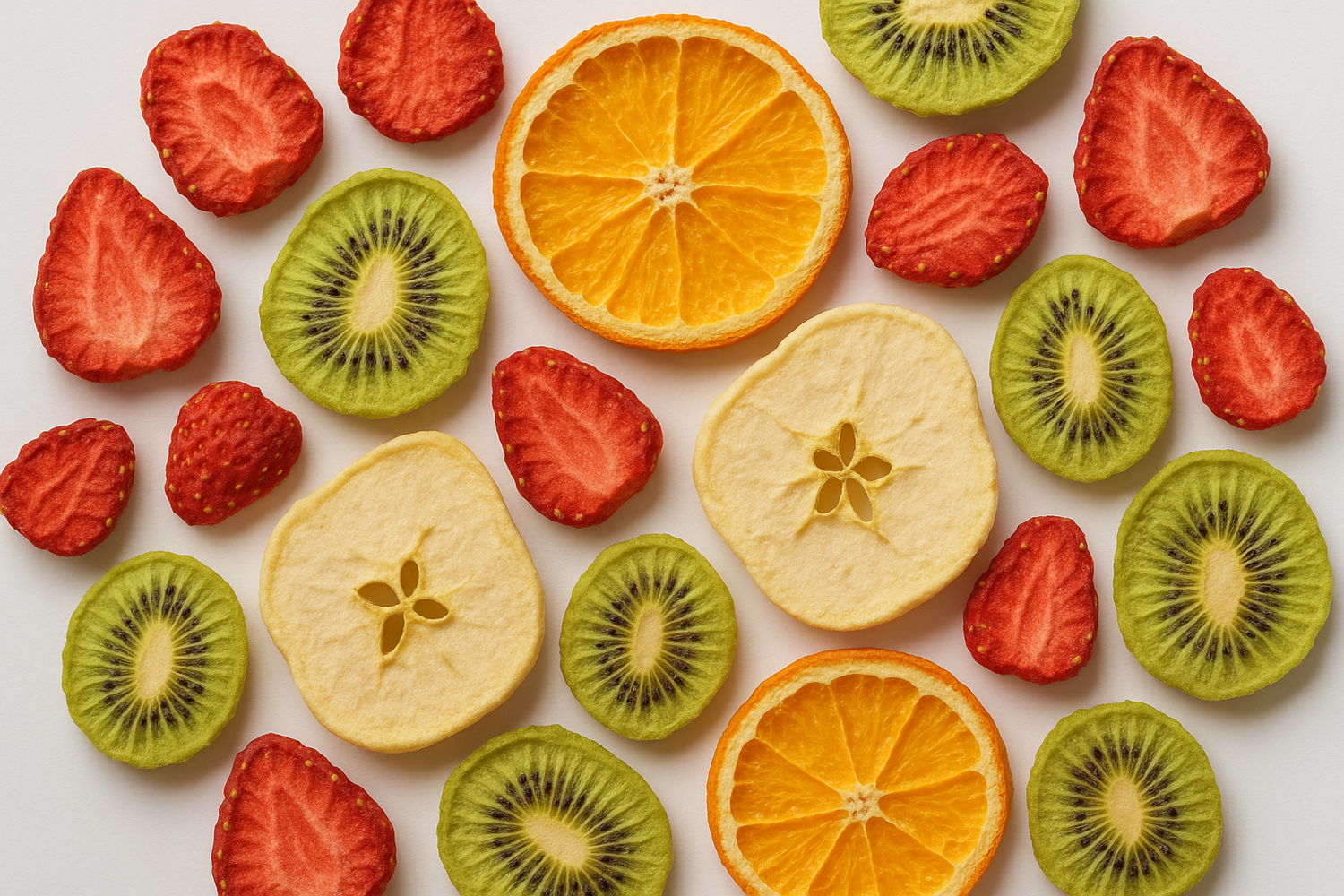 Colorful freeze-dried fruit slices